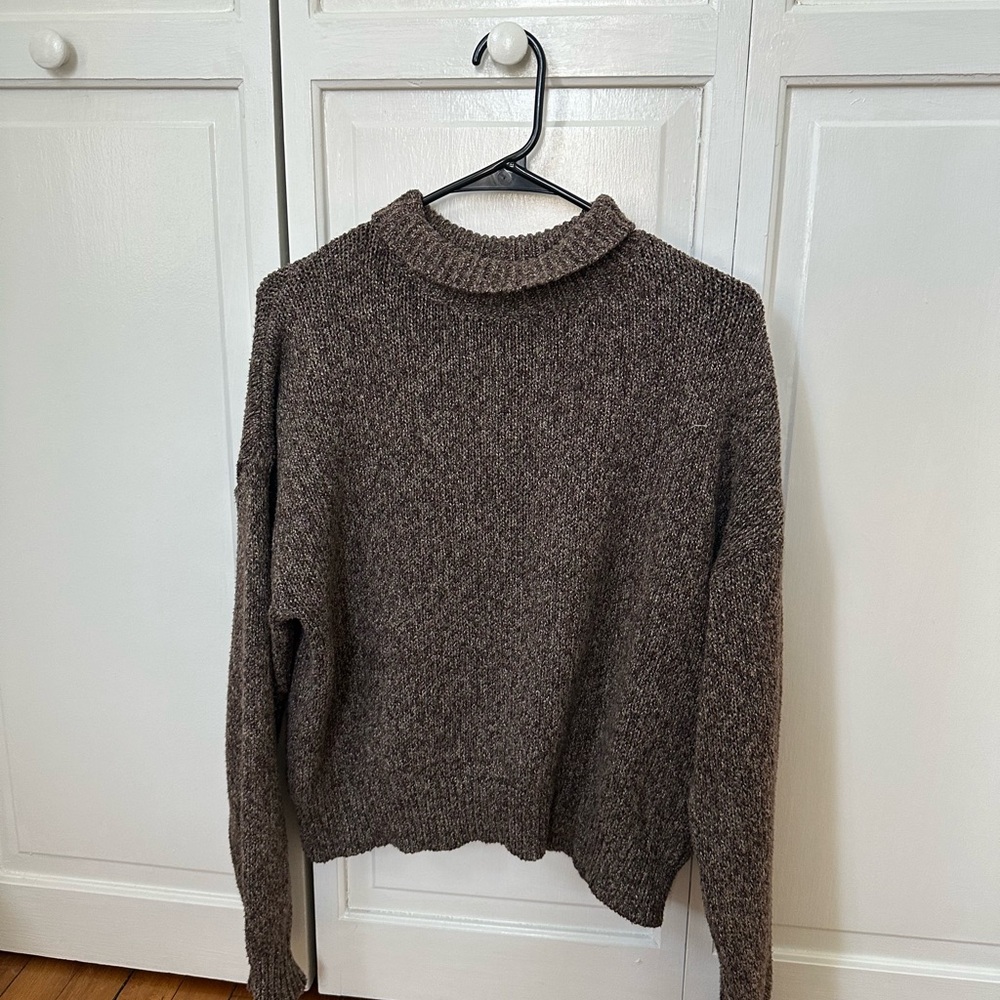 Women's Brown Knit Cowlneck Sweater